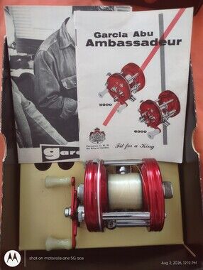 Vintage Garcia Abu Ambassadeur 5000 Red Fishing Reel